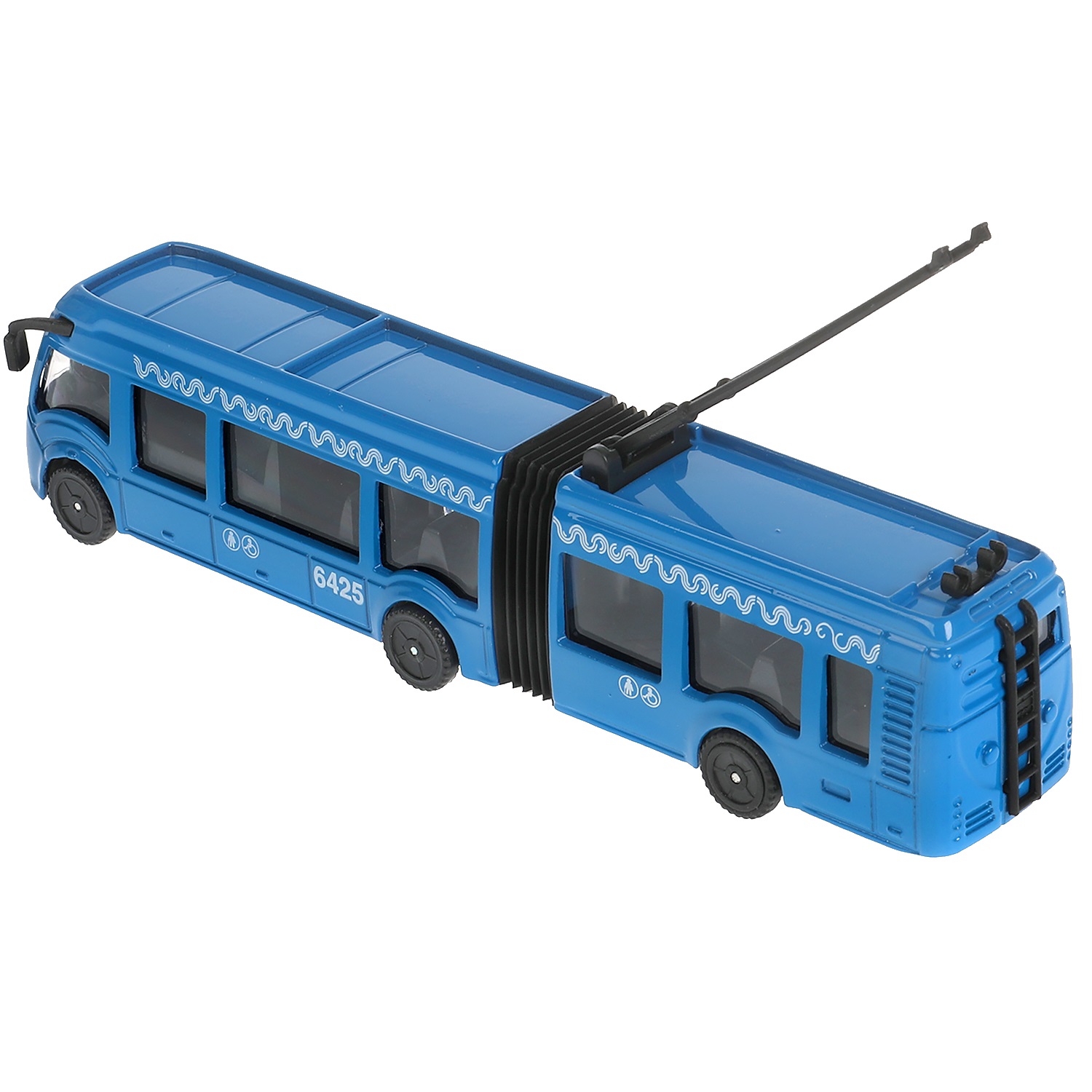 Модель Троллейбус Метрополитен с резинкой 19 см двери открываются инерционная металлическая  